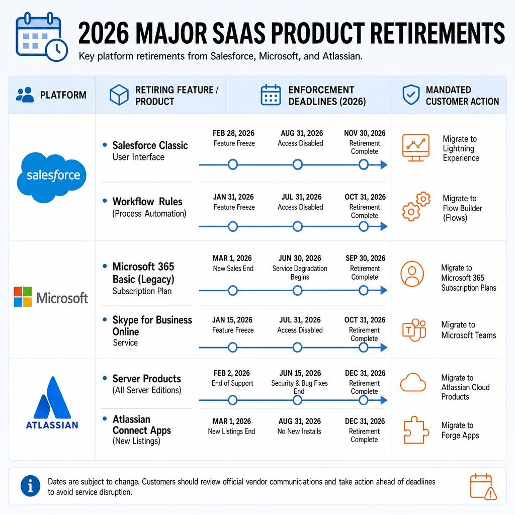 Infographic: 2026 SaaS Feature Retirement Timelines