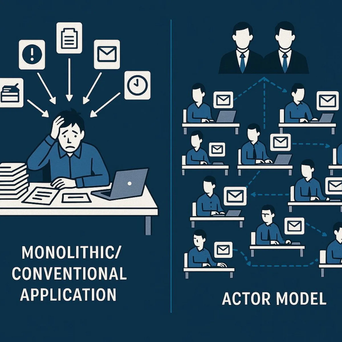The Akka Actor Model: Business Analogy Visual