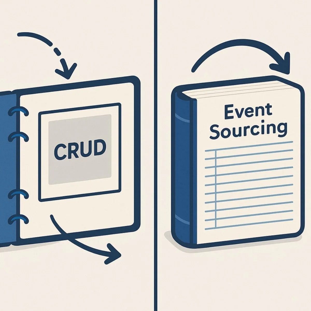 Traditional CRUD vs. Event Sourcing: Visual Analogy