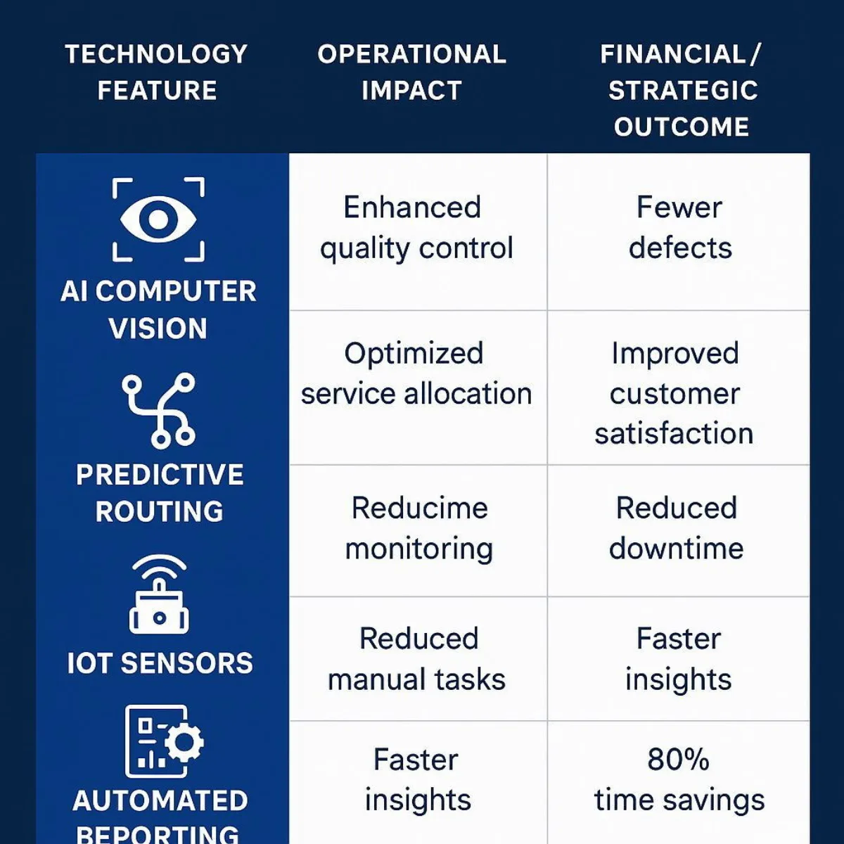 Table Visual: Technology Features and ROI