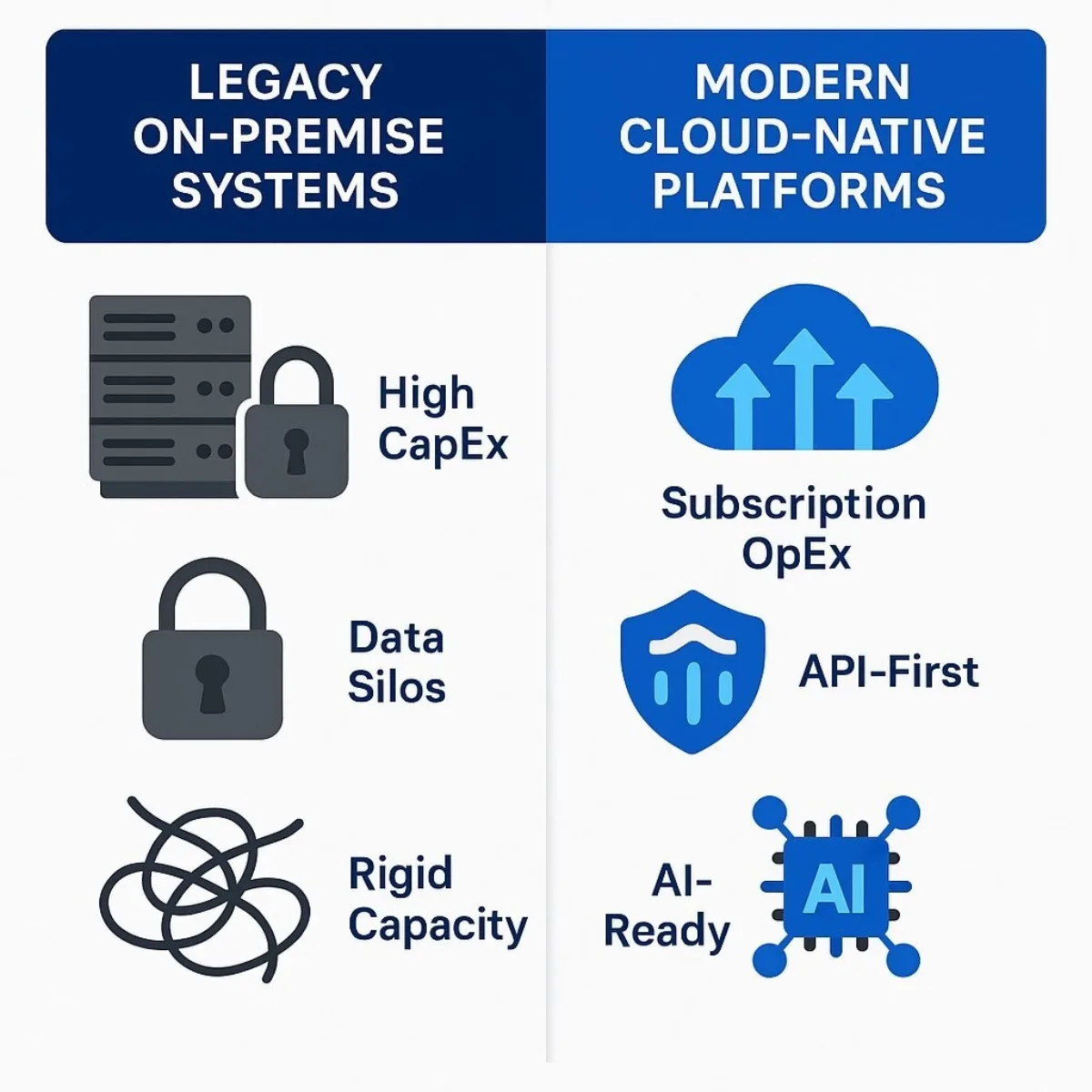 Infographic – Cloud vs. Legacy Healthcare Platforms (Feature Comparison)