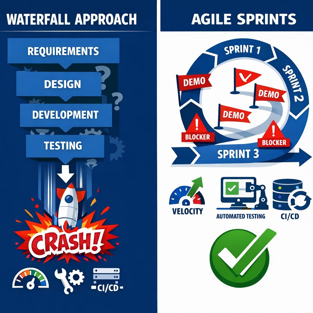 Agile Versus Waterfall: Managing Risk Infographic