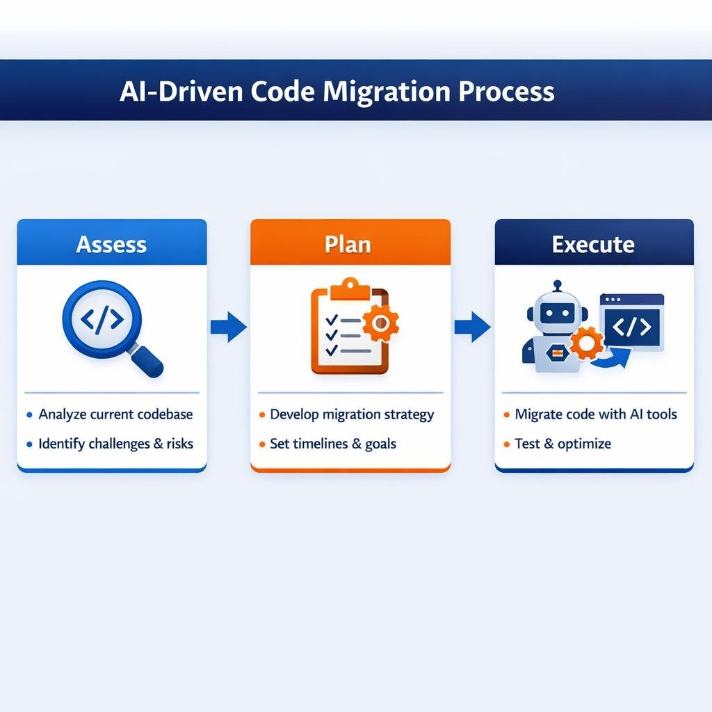 Flowchart of the AI-driven code migration process.