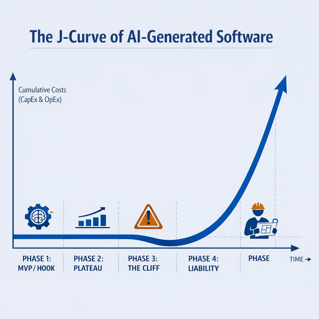 Infographic: The 'J-Curve' of AI-Generated Software Debt