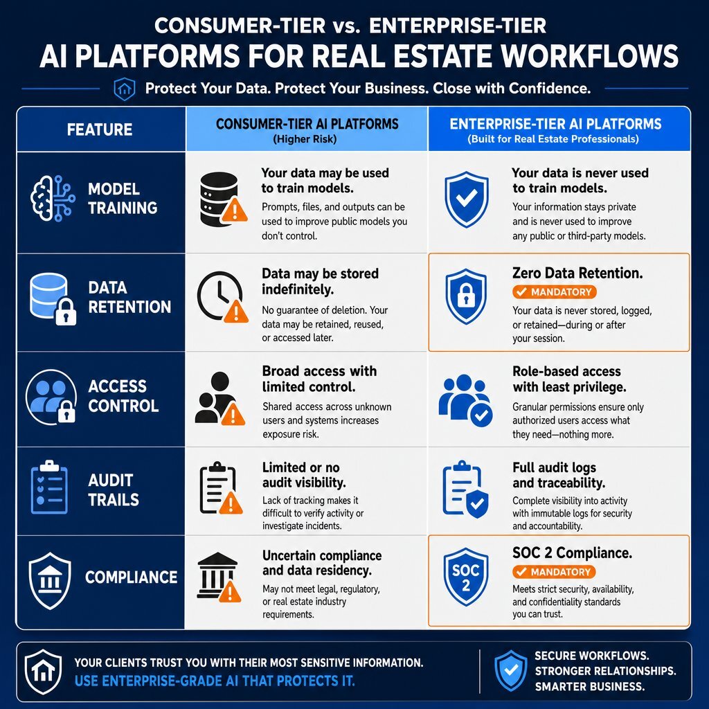 Infographic: CRE AI Risk—Consumer vs Enterprise Platform Security