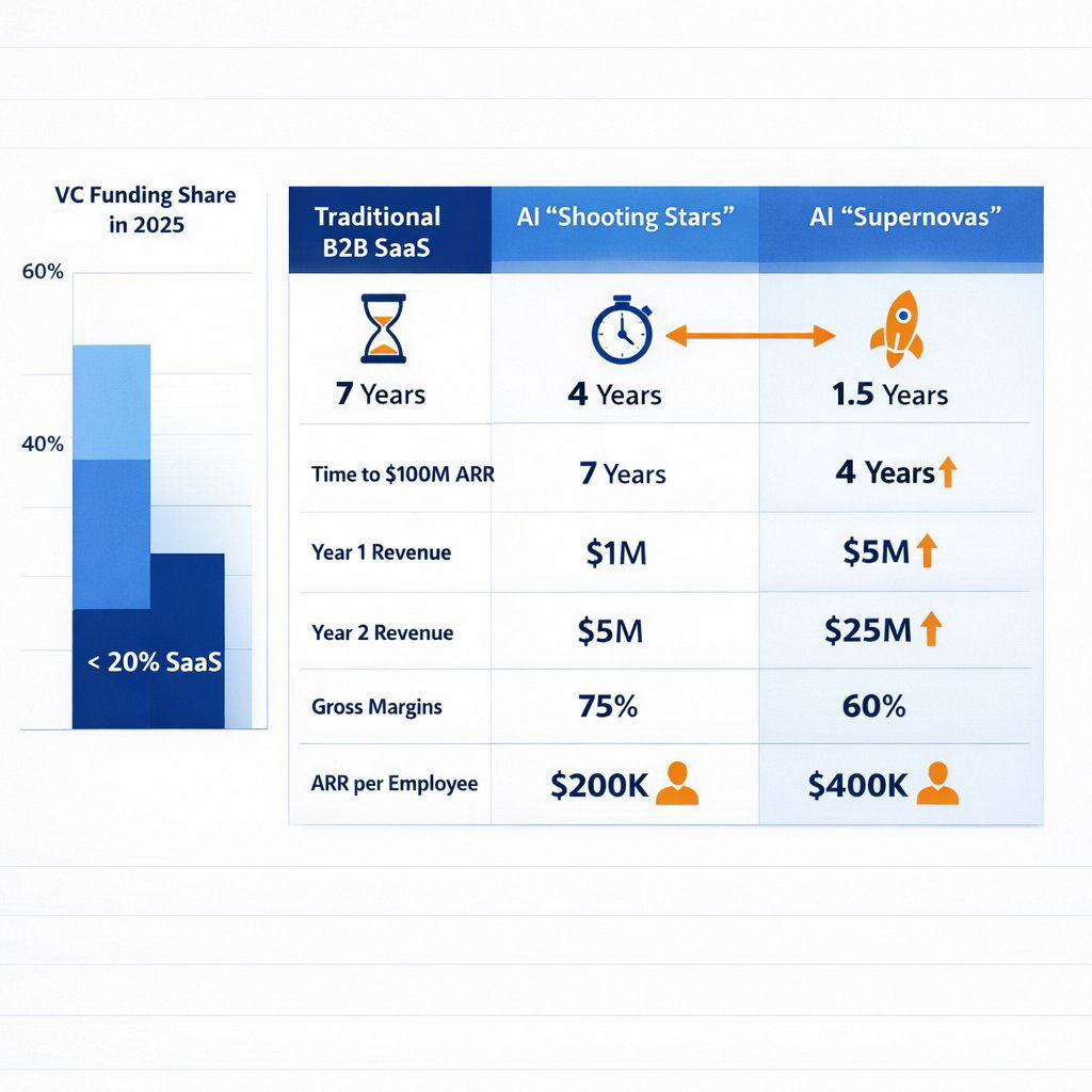 Infographic: SaaS Market Bifurcation and AI-Native Metrics