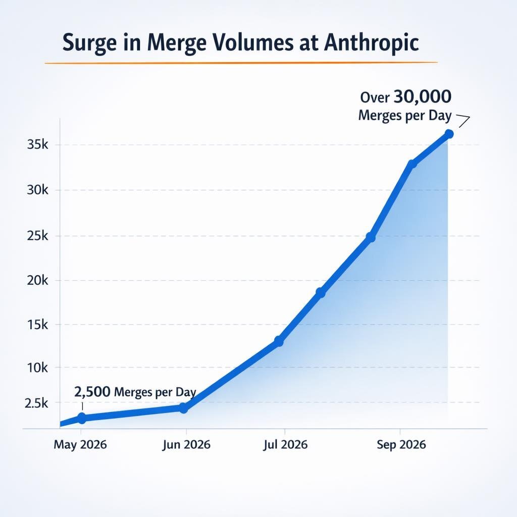 Line graph showing merge volume growth at Anthropic.