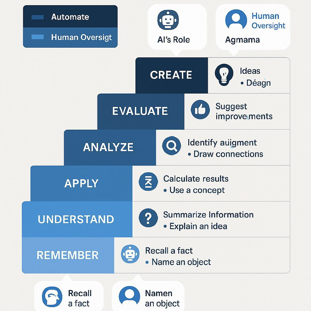 Revised Bloom's Taxonomy: Human vs. AI Roles