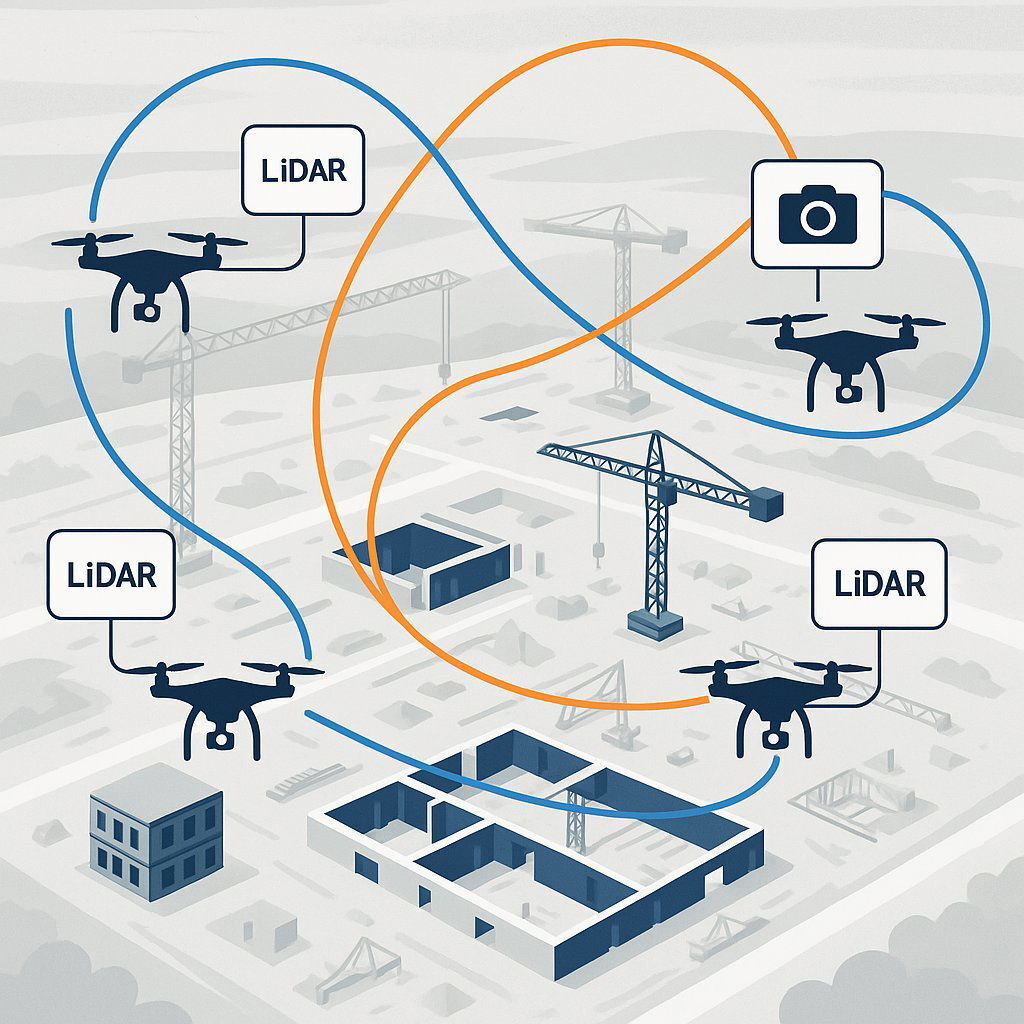 Drones Surveying the Construction Site