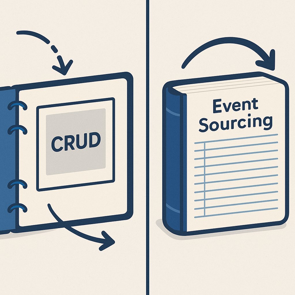 Traditional CRUD vs. Event Sourcing: Visual Analogy