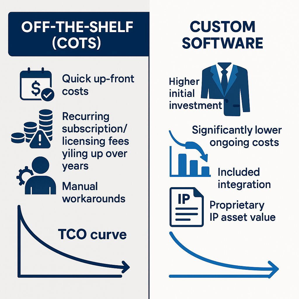 Off-the-Shelf vs. Custom Software: The TCO Breakdown