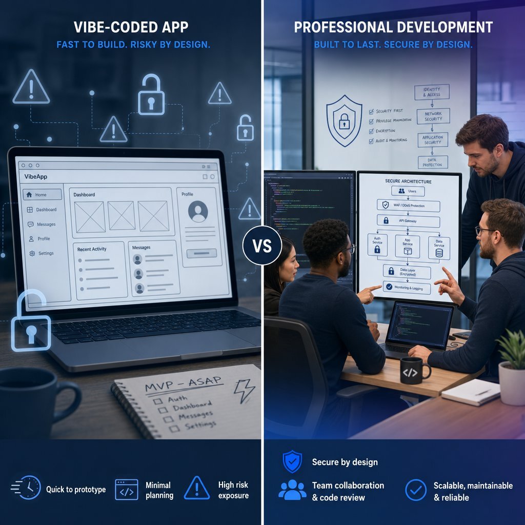 Custom Software Development vs. Vibe Coding: Professional Safeguards