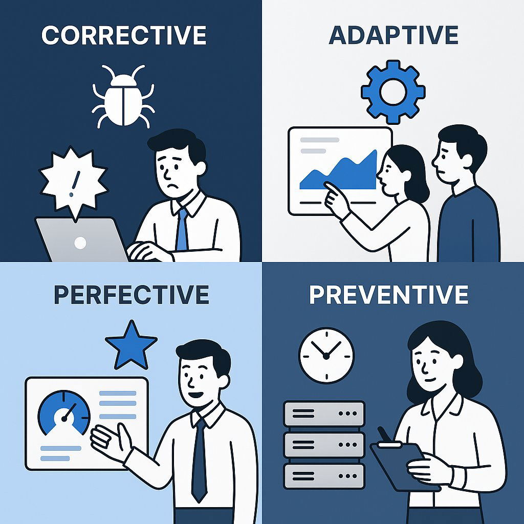 The Four Pillars of Software Maintenance Infographic