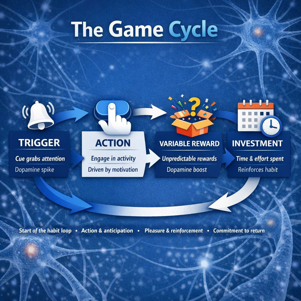 The Game Engagement Cycle: Trigger, Action, Reward, Investment