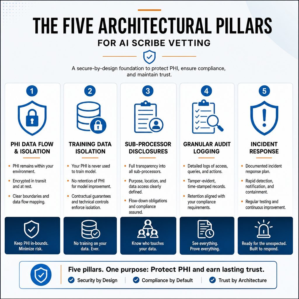 Infographic: The Five Pillars of HIPAA-Compliant AI Scribe Vetting