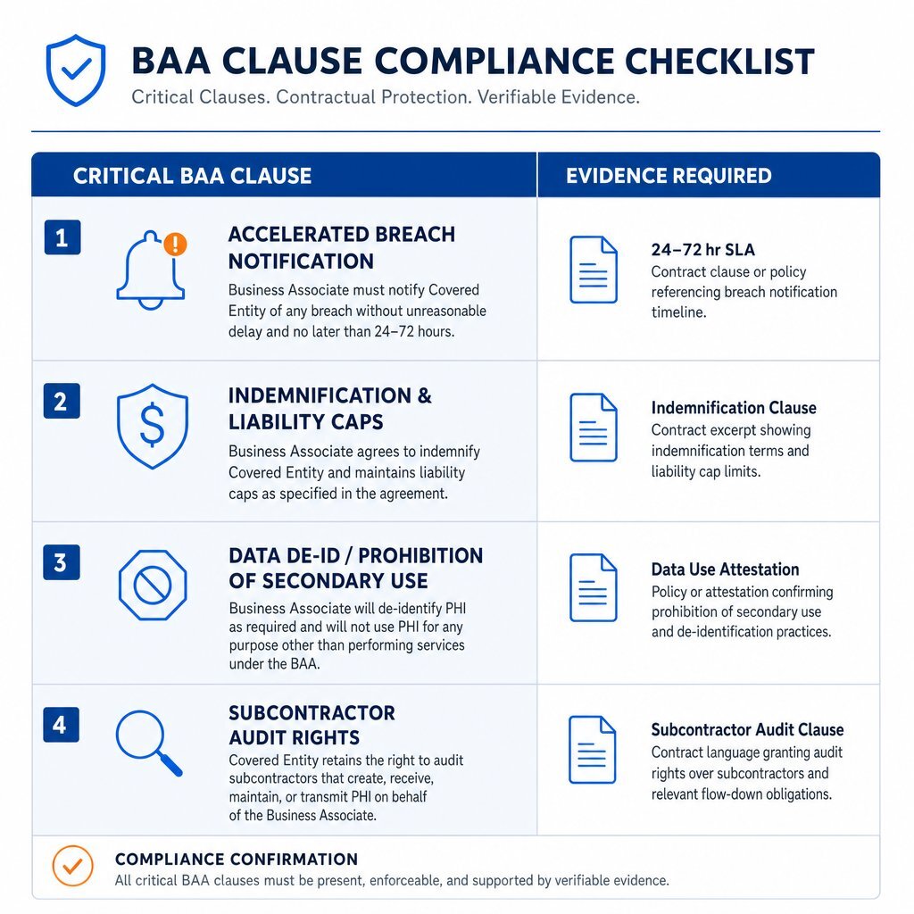 Checklist Visual: Critical BAA Clauses and Vendor Evidence