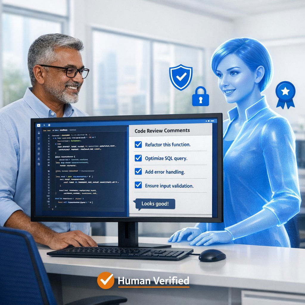 Senior engineers ensure every AI-generated line of code meets enterprise security and quality using human-in-the-loop review.