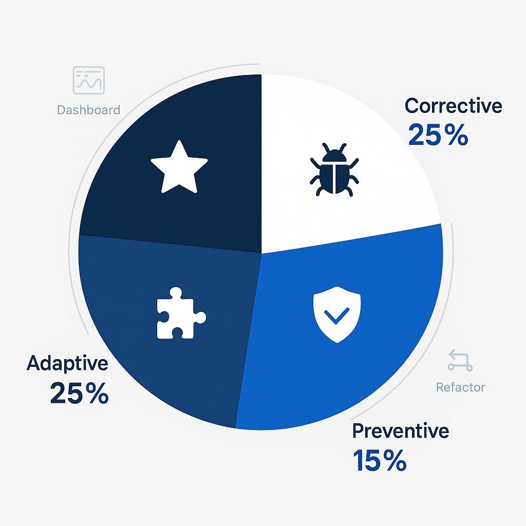 Ideal Software Maintenance Mix Pie Chart