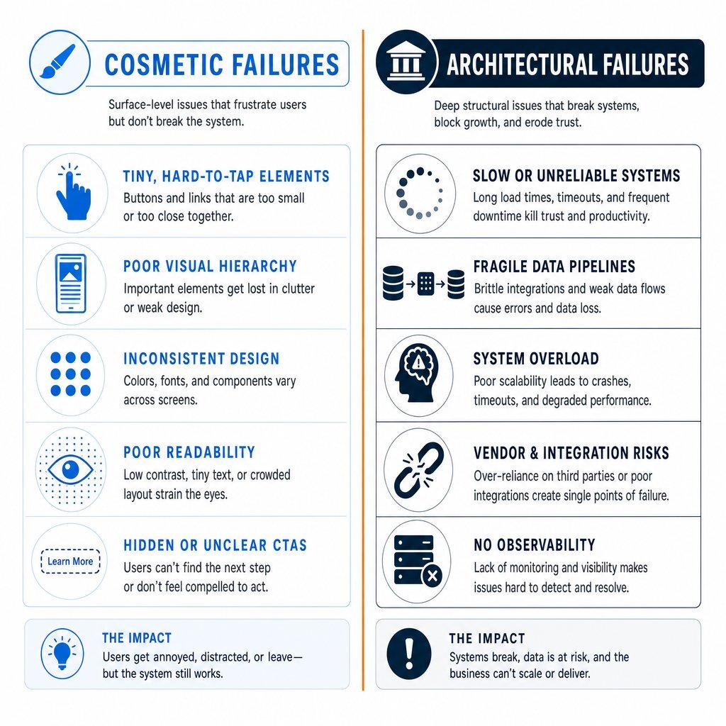 Infographic: Symptoms of Cosmetic vs Architectural Mobile Failures