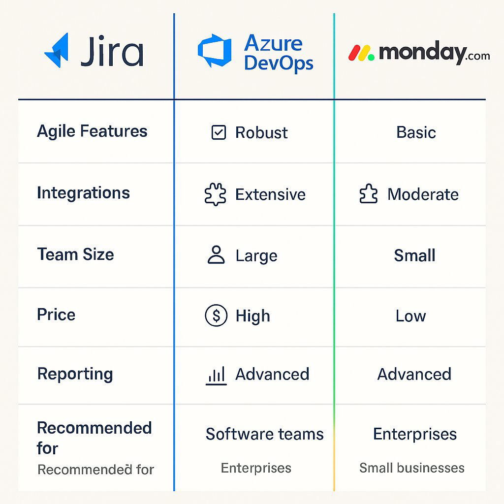 Project Management Tools Feature Comparison Table