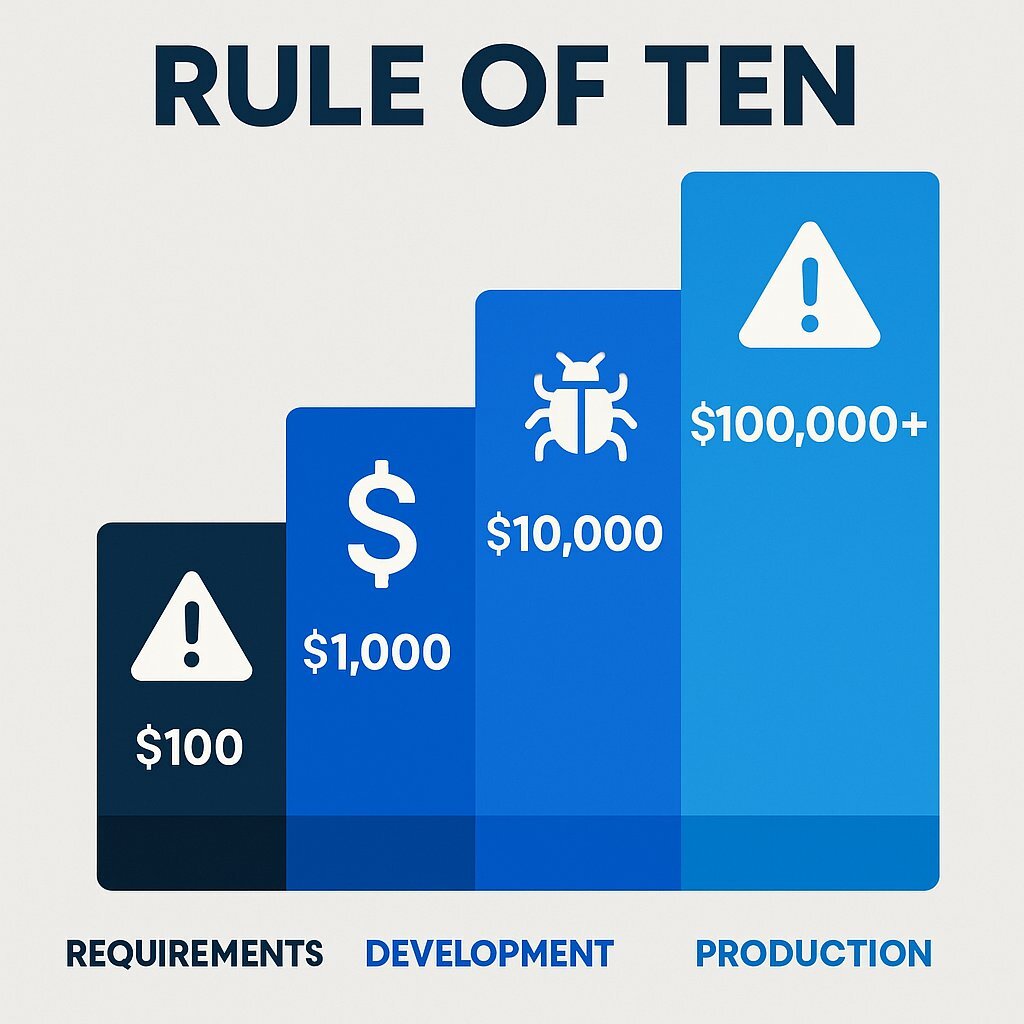 The Rule of Ten: Cost of Defects Over Time