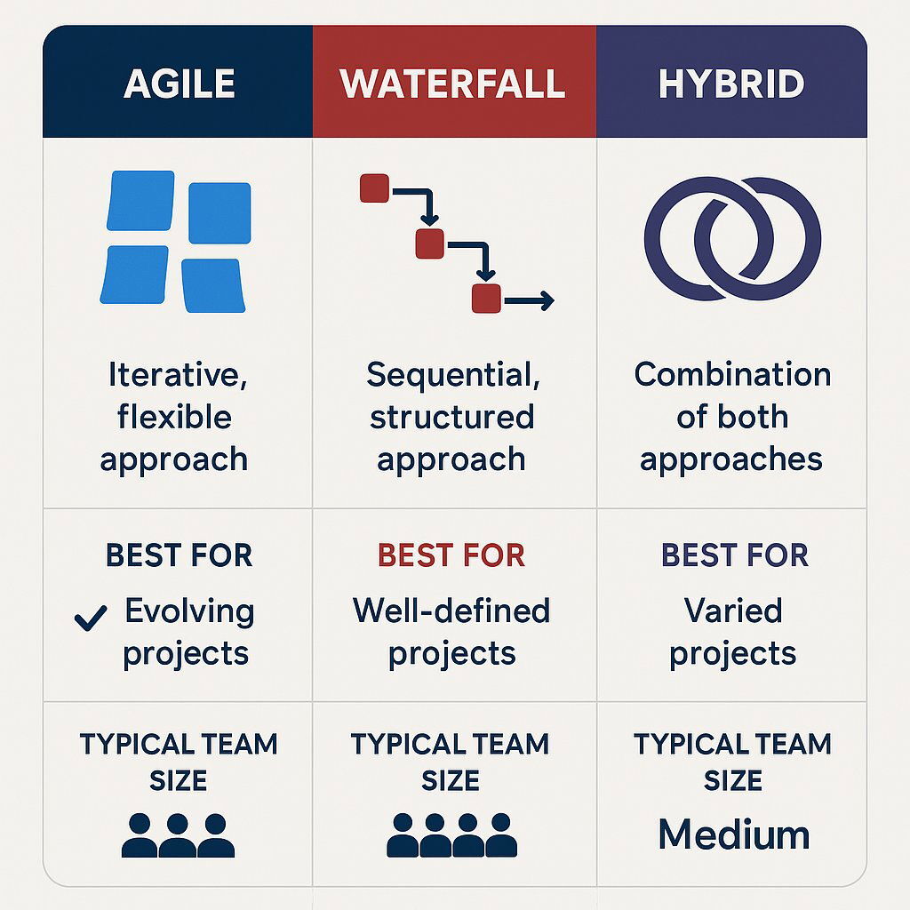 Agile vs Waterfall vs Hybrid: Methodology Comparison