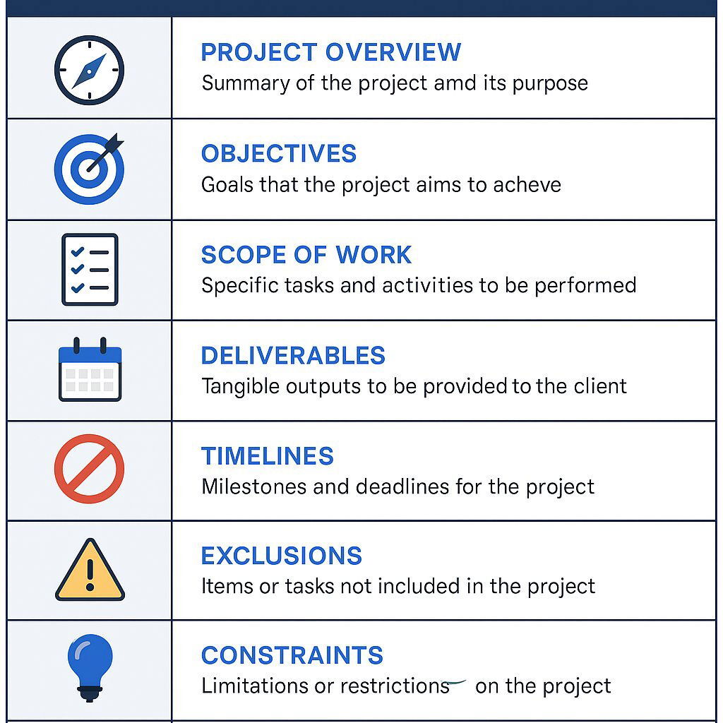 Table Infographic: Anatomy of a Statement of Work (SOW)