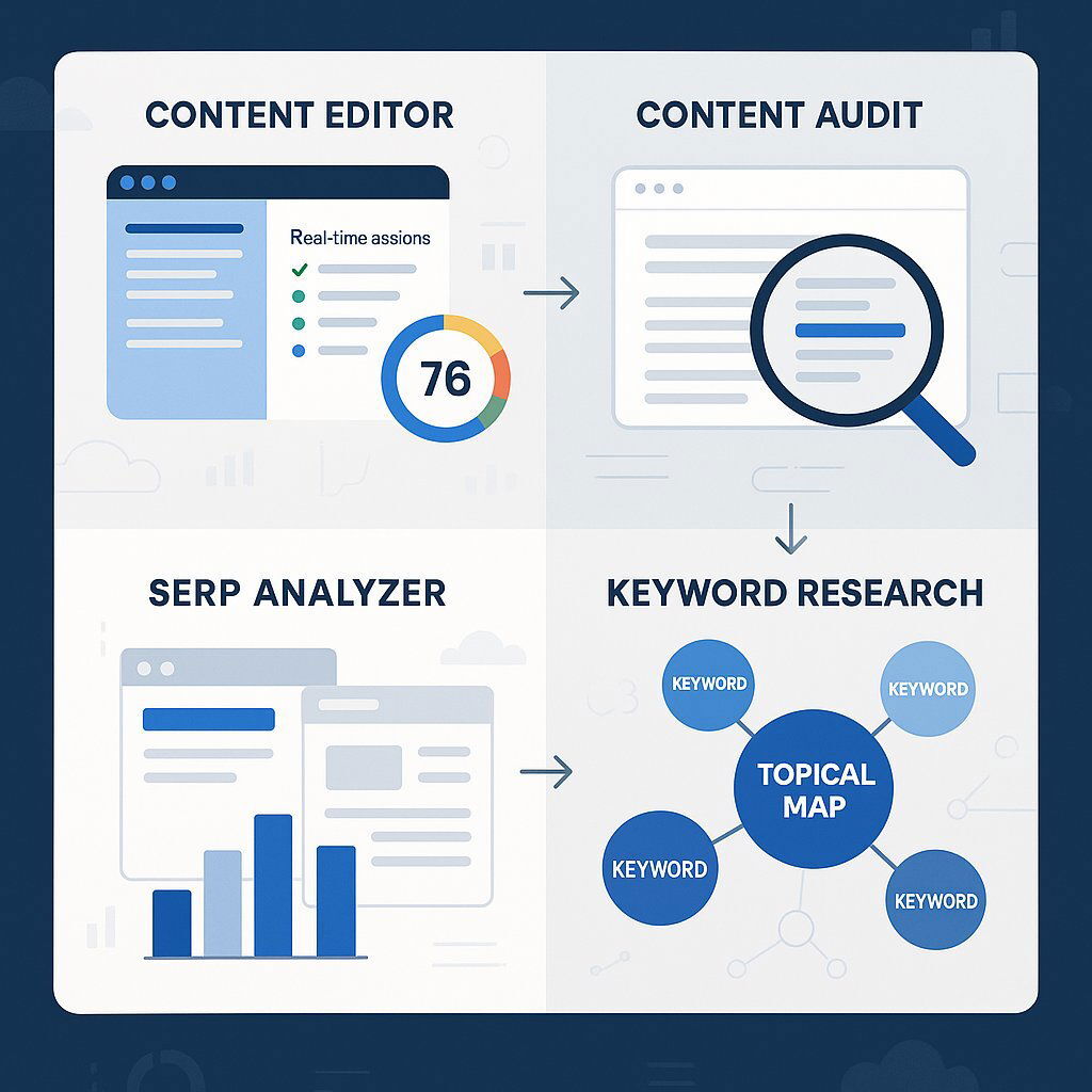 Surfer SEO Core Features Illustrated