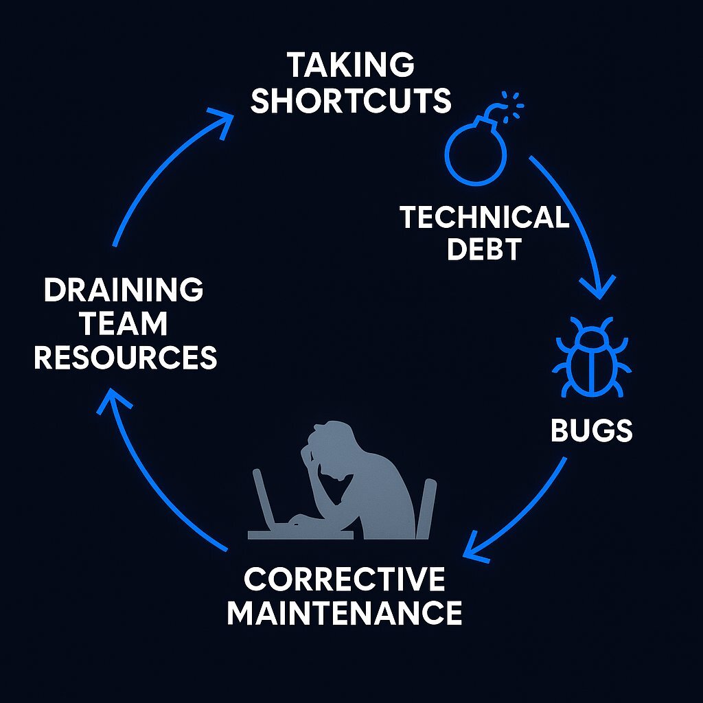 The Cycle of Technical Debt and Corrective Maintenance