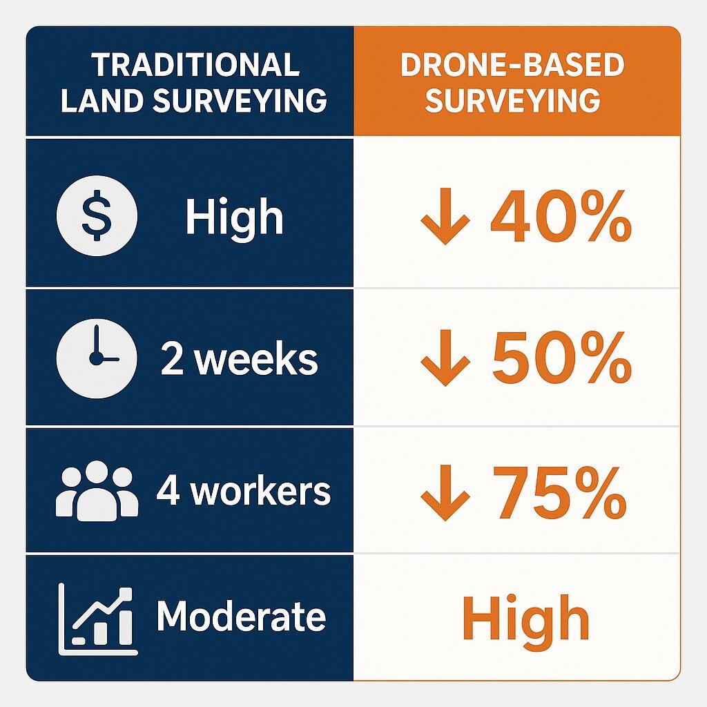 Infographic: Traditional vs. Drone Surveying (ROI Table)