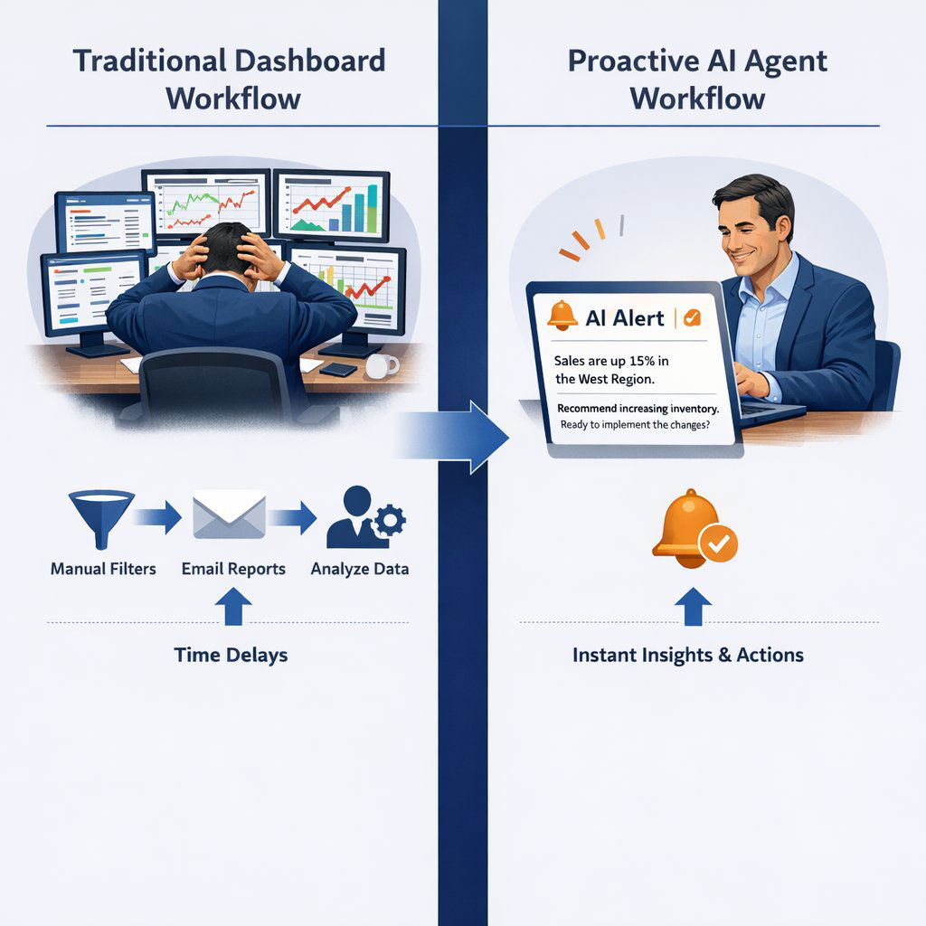 Infographic: Traditional Dashboards vs. Proactive AI Agents