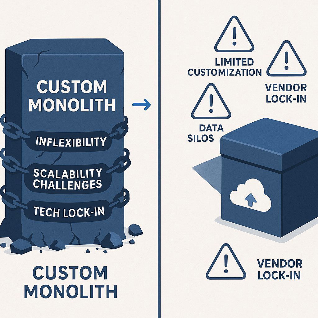 The Twin Traps of All-In Architecture Infographic